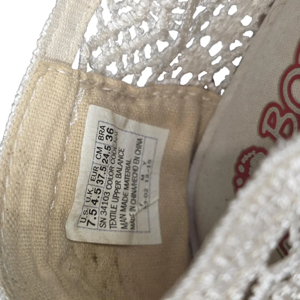BOBS From Skechers Shoes Womens Size 7.5‎ Beige Crochet Espadrille Wedge Flat